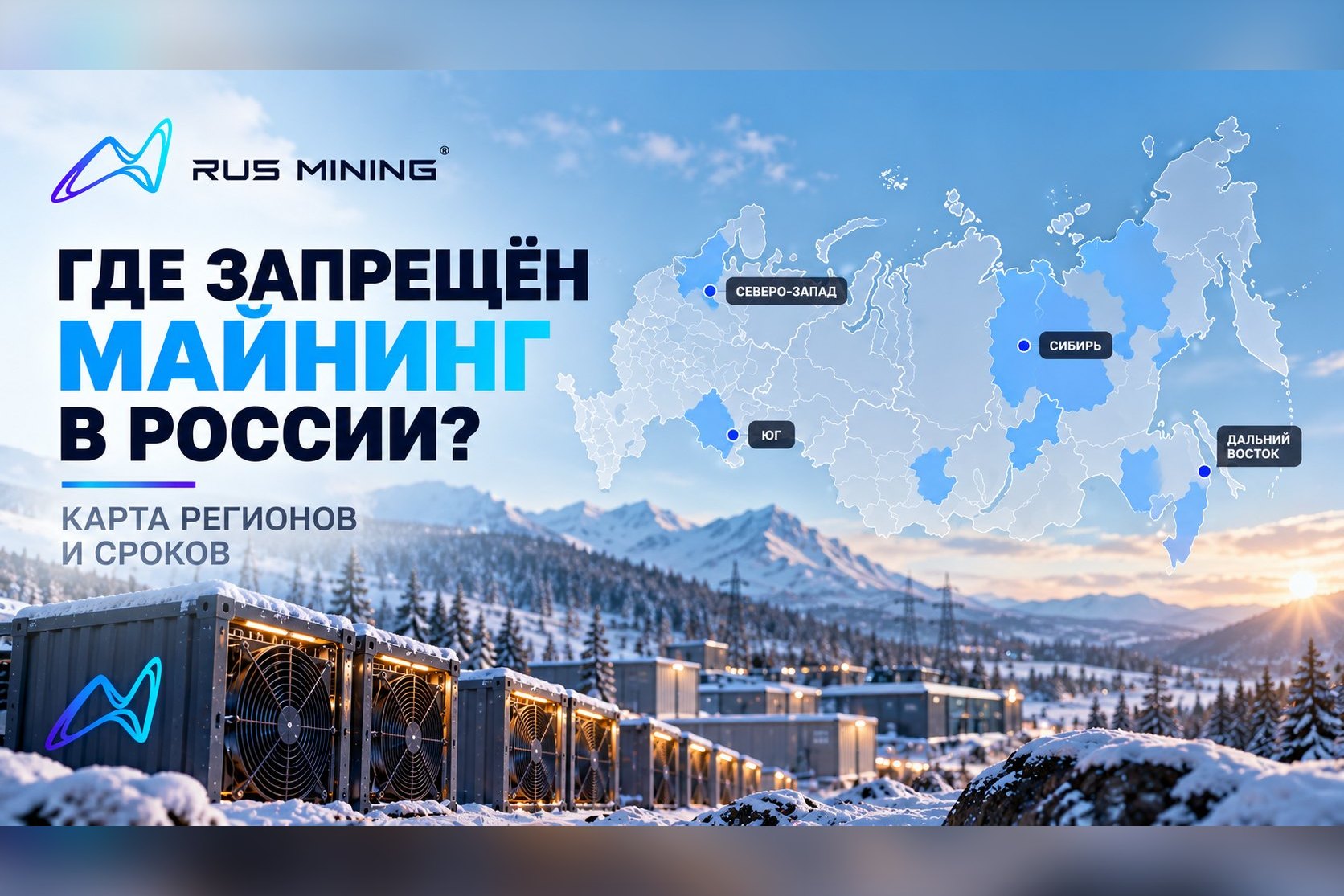 Обложка новости «Где запрещён майнинг в России: карта регионов и сроков» — RUS MINING