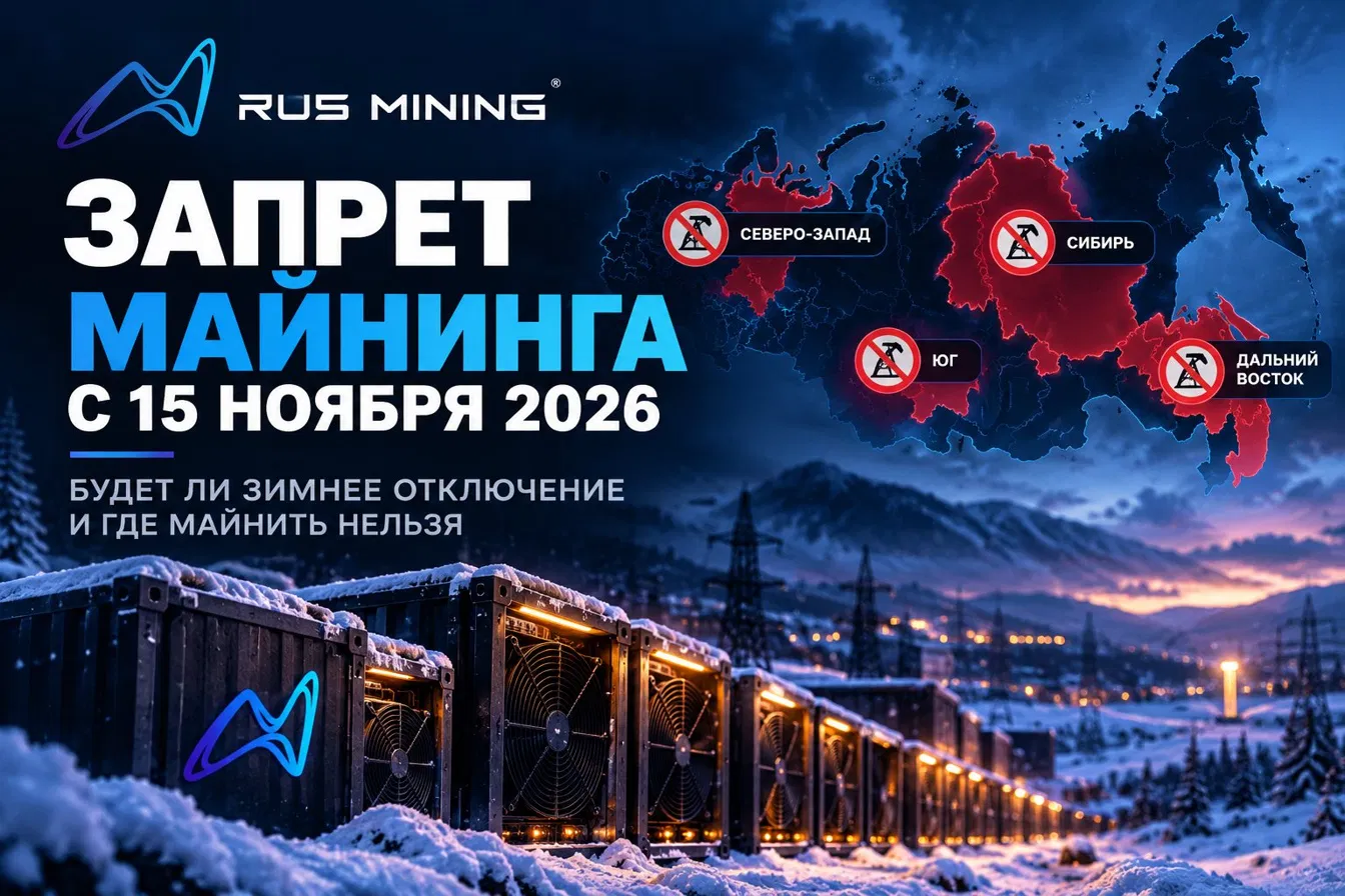 Обложка новости о запрете майнинга с 15 ноября 2026 года — RUS MINING